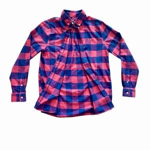 Vineyard Vines Boys Button Down Checkered Shirt Size Kids XL Preppy Simple